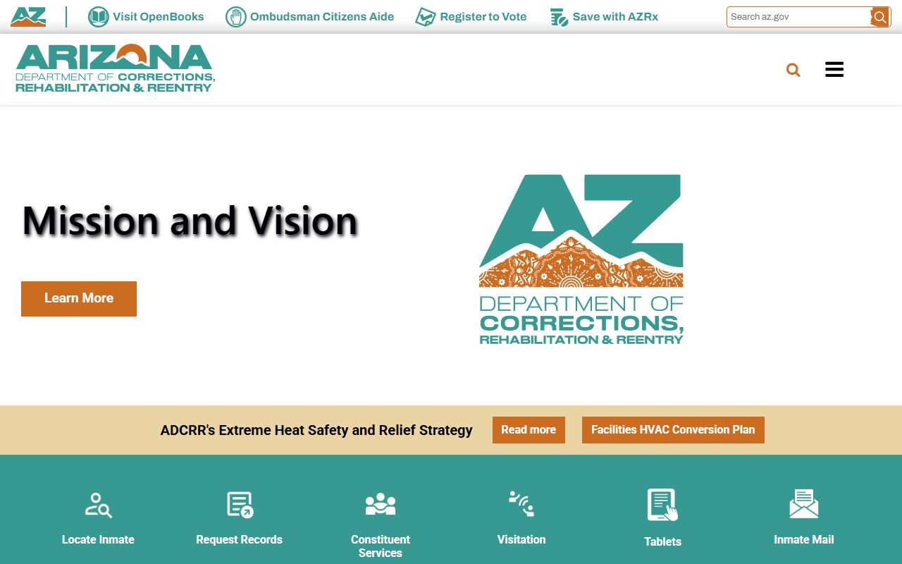 Arizona Department of Corrections, Rehabilitation and Reentry official home page